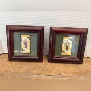 Copes Tobacco Golfer Card Series Pier 1 Imports Distressed Frames 5”x5” Set Of 2